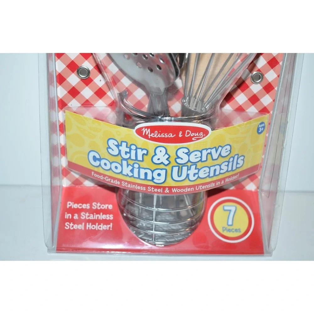 Melissa & Doug Stir & Serve Cooking Utensils 7 Pieces New Stainless Set